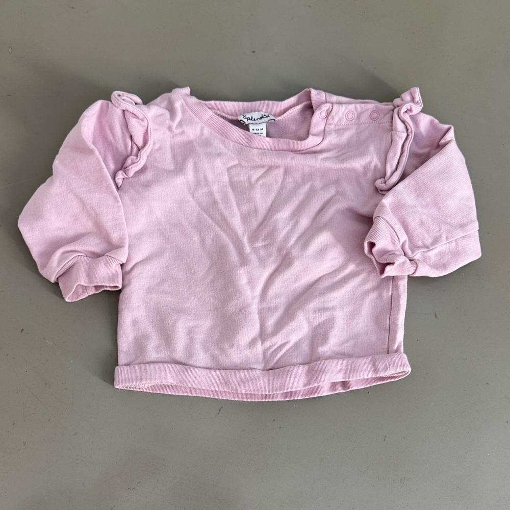 Splendid Light Pink/Lilac  Long Sleeve Baby Sweatshirt With Ruffles